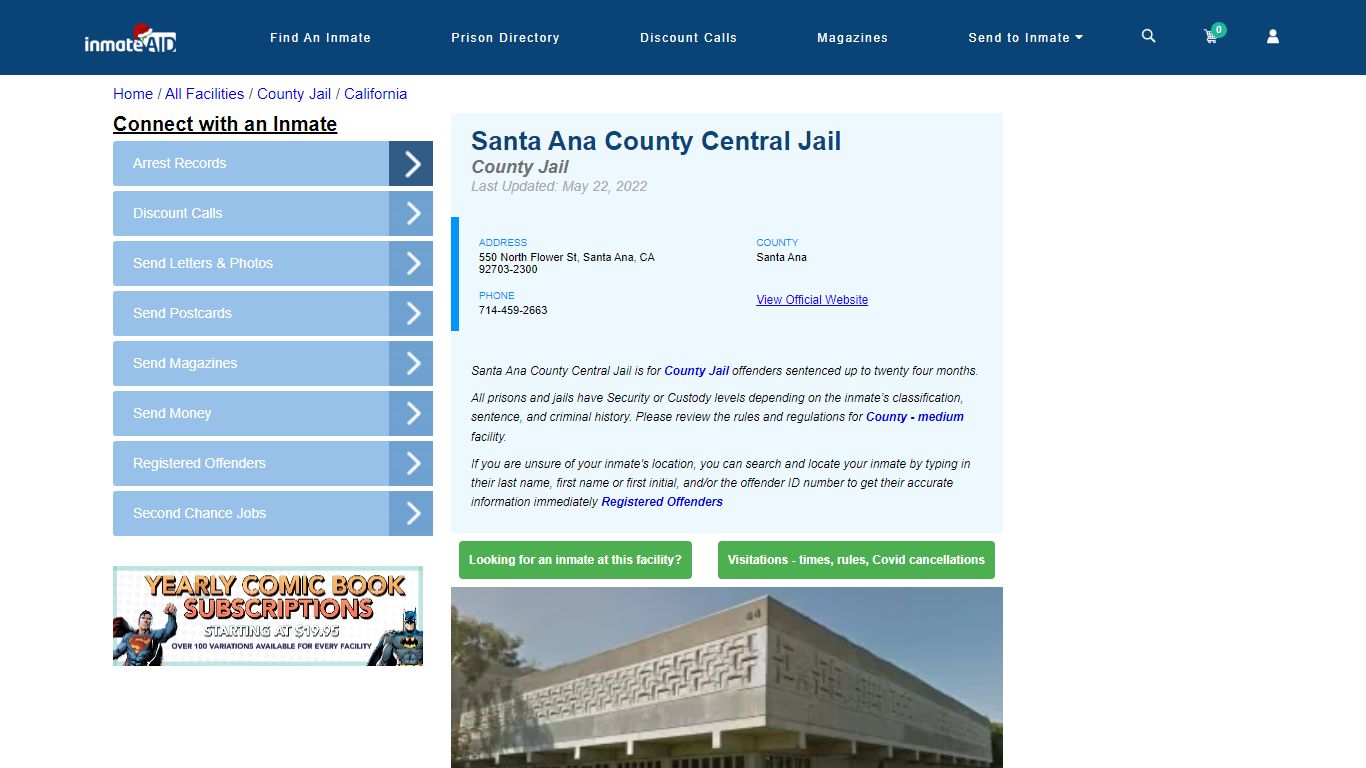 Santa Ana County Central Jail - Inmate Locator - Santa Ana, CA