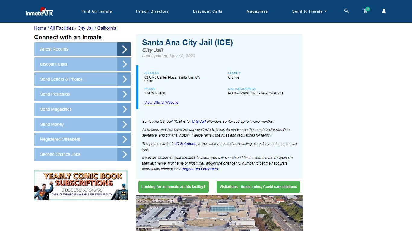 Santa Ana City Jail (ICE) | Inmate Locator