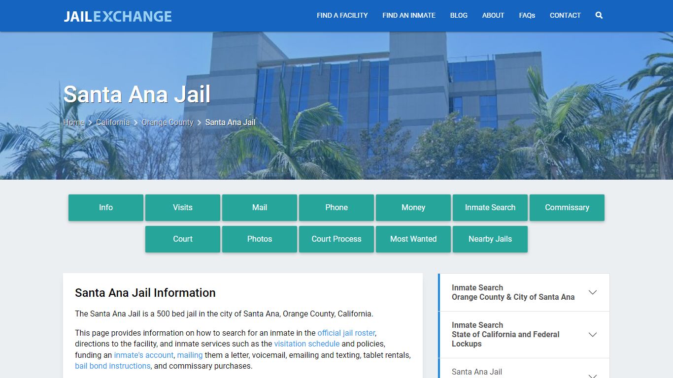 Santa Ana Jail, CA Inmate Search, Information